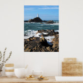 Rocks and Corbiere lighthouse, Jersey Poster (Küche)