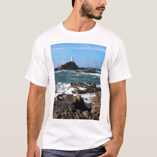 Rocks and Corbiere lighthouse, Jersey T-Shirt (Vorderseite)
