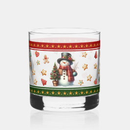 Rocks Glass with Snowman and Christmas Cookies Whiskyglas