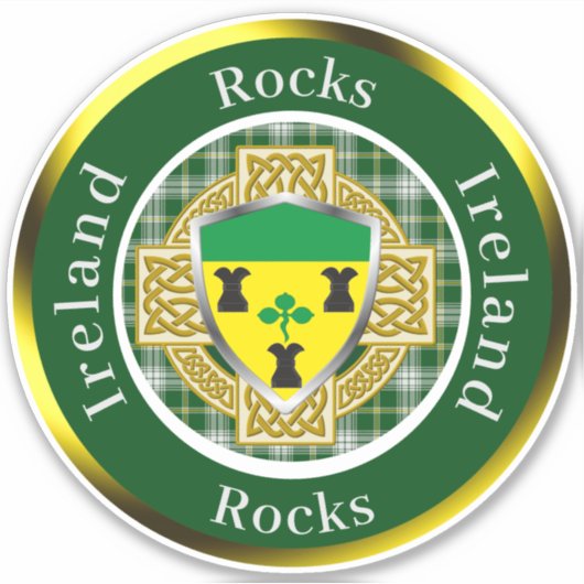 Rocks Irish Shield/Celtic Cross Personalisiert Aufkleber (Vorderseite)