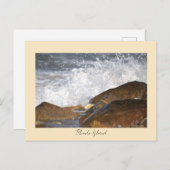 Rocks Waves Rhode Island Postcard Postkarte (Vorne/Hinten)