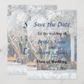 Rocksessel auf Veranda im Winter Save the Date (Vorne/Hinten)