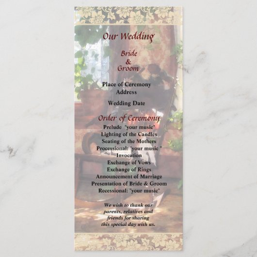 Rocksessel für Viktorianische Partyhochzeiten Programm (Vorderseite)
