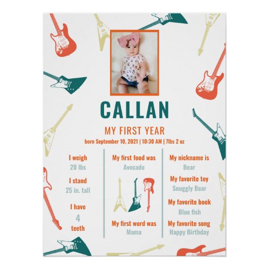 Rockstar 1. Geburtstag Meilenstein Poster (Vorderseite)