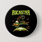 Rockstar-Astronaut spielt Gitarre im Space-Knopf Button (Vorderseite)