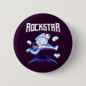 Rockstar-Astronaut spielt Gitarre im Space-Knopf Button (Vorderseite)