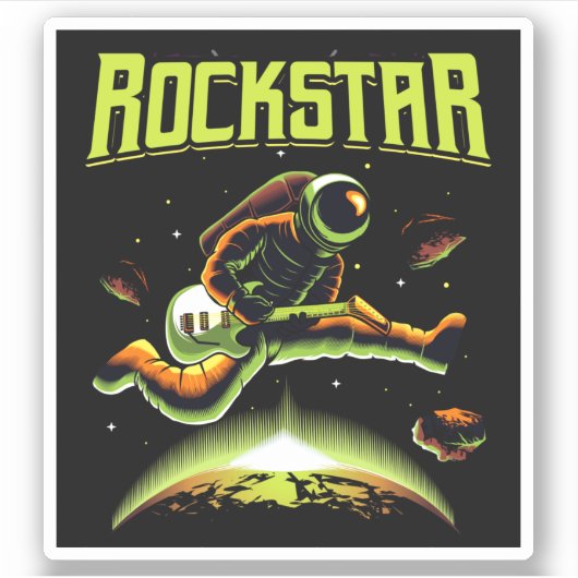 Rockstar-Astronaut spielt Gitarre im Weltraum Aufkleber (Vorderseite)