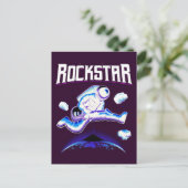 Rockstar-Astronaut spielt Gitarre im Weltraum-Post Postkarte (Stehend Vorderseite)