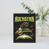 Rockstar-Astronaut spielt Gitarre im Weltraum Postkarte (Stehend Vorderseite)