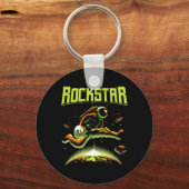 Rockstar Astronaut spielt Gitarre in Space Keycha Schlüsselanhänger (Rückseite)
