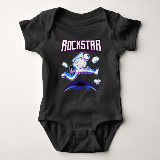 Rockstar-Astronautin spielt Gitarre im Weltraum-Ba Baby Strampler