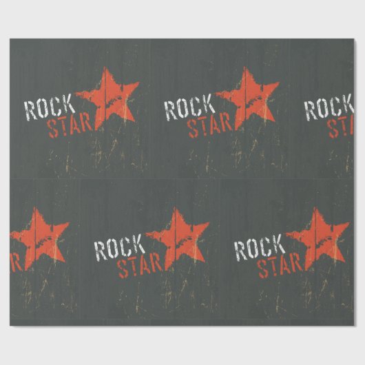 Rockstar Bekümmerter Grunge Roter Stern Geschenkpapier (Flach)