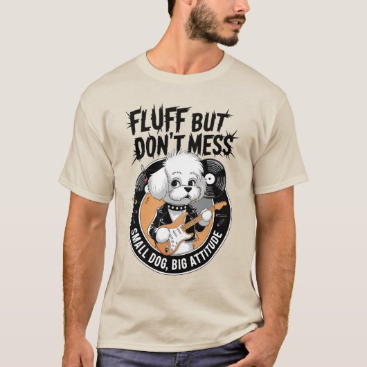 Rockstar Bichon Frise - Fluffy Punk Dog T-Shirt (Vorderseite)