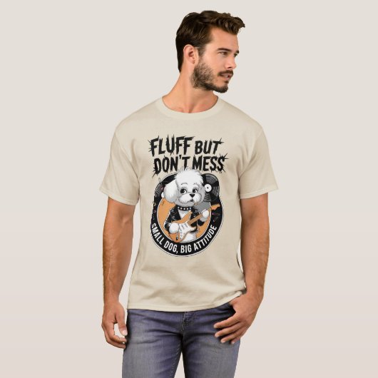 Rockstar Bichon Frise - Fluffy Punk Dog T-Shirt (Vorne ganz)
