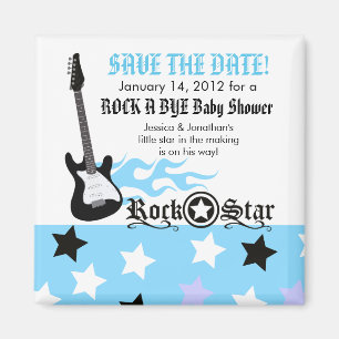 ROCKSTAR blauer Babyparty-Bevorzugungs-Magnet Magnet