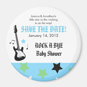 ROCKSTAR blauer Babyparty-Bevorzugungs-Magnet Magnet