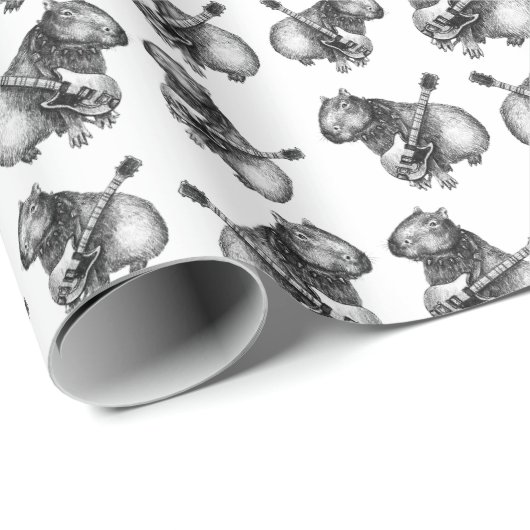 Rockstar Capybara Geschenkpapier (Rolleneckpunkt)