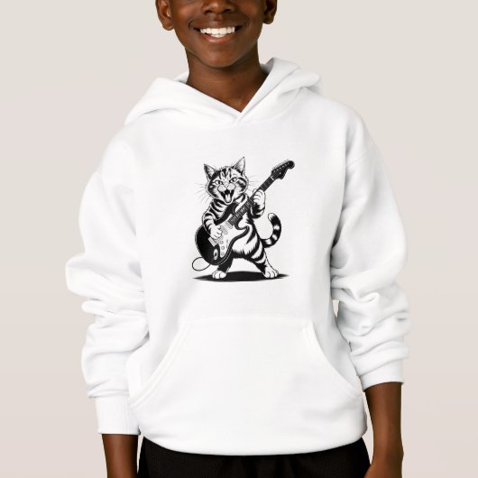 Rockstar Cat Guitar Solo – Funny Music Lover Gift Hoodie (Vorderseite)