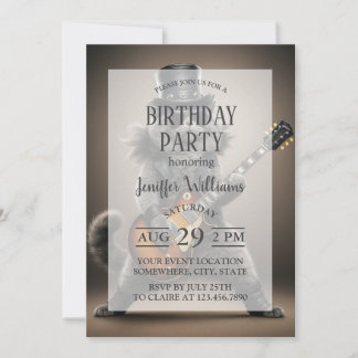 Rockstar Cat Playing Electric Guitar Einladung