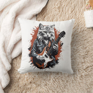 Rockstar Cat Shredding Guitar Kissen