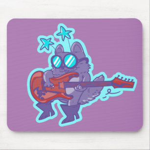 Rockstar Cat spielt Gitarre-lustigen Cartoon Mousepad