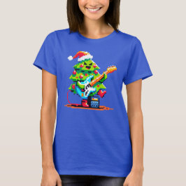 Rockstar Christmas Tree - Pixel Art Bass Guitar T-Shirt