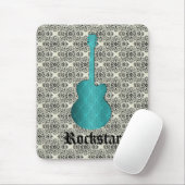 Rockstar Damask Gitarre Mousepad, Türkis Mousepad (Mit Mouse)
