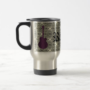 Rockstar Damask Gitarre Tasse, Violet Reisebecher