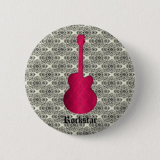Rockstar Damask Gitarrenschaltfläche, Magenta Button (Vorderseite)