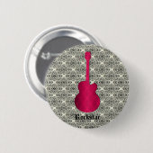 Rockstar Damask Gitarrenschaltfläche, Magenta Button (Vorne & Hinten)