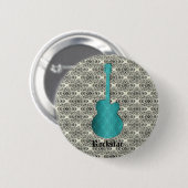Rockstar Damask Gitarrenschaltfläche, Türkis Button (Vorne & Hinten)