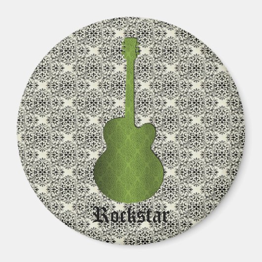 Rockstar Damask Guitar Magnet, Olive Green Magnet (Vorne)