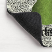 Rockstar Damask Guitar Mousepad, Olive Green Mousepad (Ecke)