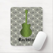 Rockstar Damask Guitar Mousepad, Olive Green Mousepad (Mit Mouse)