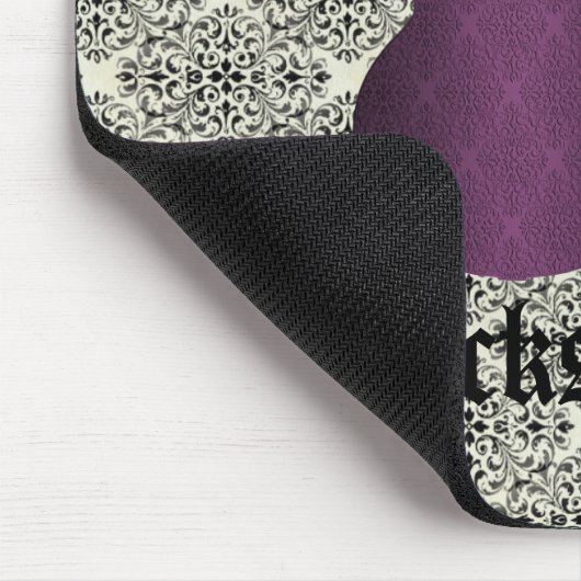 Rockstar Damask Guitar Mousepad, Violet Mousepad (Ecke)