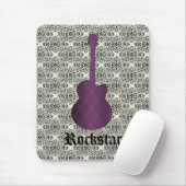 Rockstar Damask Guitar Mousepad, Violet Mousepad (Mit Mouse)