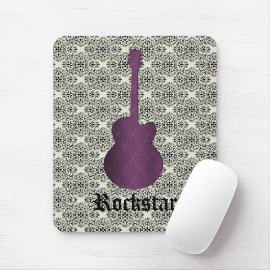 Rockstar Damask Guitar Mousepad, Violet Mousepad (Mit Mouse)