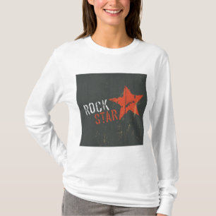 Rockstar Distressed Grunge Rote Stern T-Shirt
