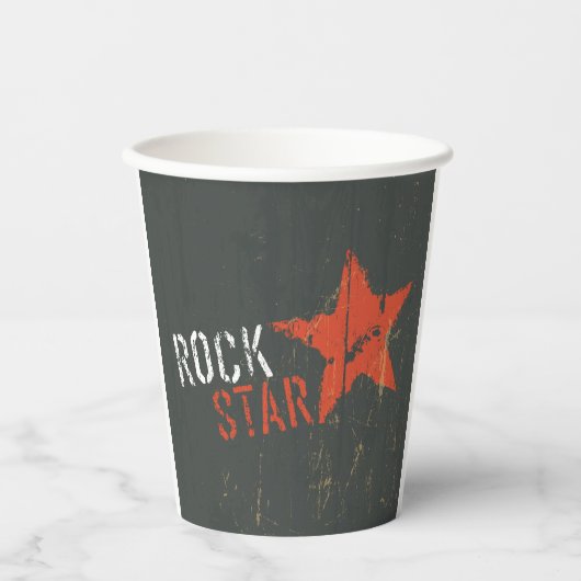 Rockstar Distressed Grunge Roter Stern Pappbecher (Vorderseite)