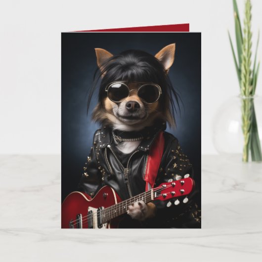 Rockstar Dog Birthday, Funny Dog, Musikthema Karte (Vorderseite)