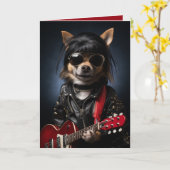 Rockstar Dog Birthday, Funny Dog, Musikthema Karte (Gelbe Blume)