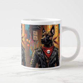 Rockstar Dog Mug – Biker Dog with Leather Jacket a Jumbo-Tasse
