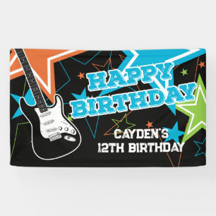 Rockstar-Geburtstags-Gitarren-Sterne-Blue-Orange-B Banner