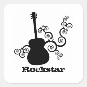 Rockstar Gitarren-Aufkleber Quadratischer Aufkleber