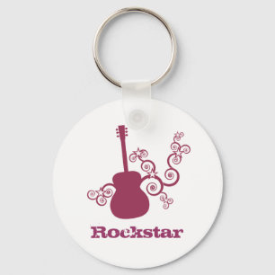 Rockstar Gitarren-Schlüsselanhänger, Fuchsie Schlüsselanhänger