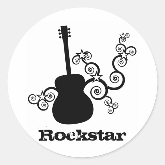 Rockstar-Gitarren-Stickers Runder Aufkleber (Vorderseite)