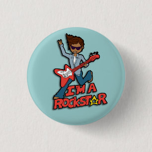 Rockstar Gitarrenjungen-Blauknopf Button