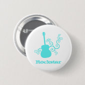 Rockstar-Gitarrenschaltfläche, Light Türkis Button (Vorne & Hinten)