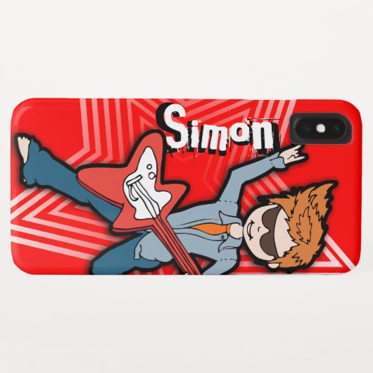 Rockstar guitar boy red custom name Case-Mate iPhone hülle (Rückseite (Horizontal))