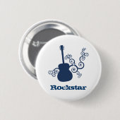 Rockstar Guitar Button, Royal Blue Button (Vorne & Hinten)
